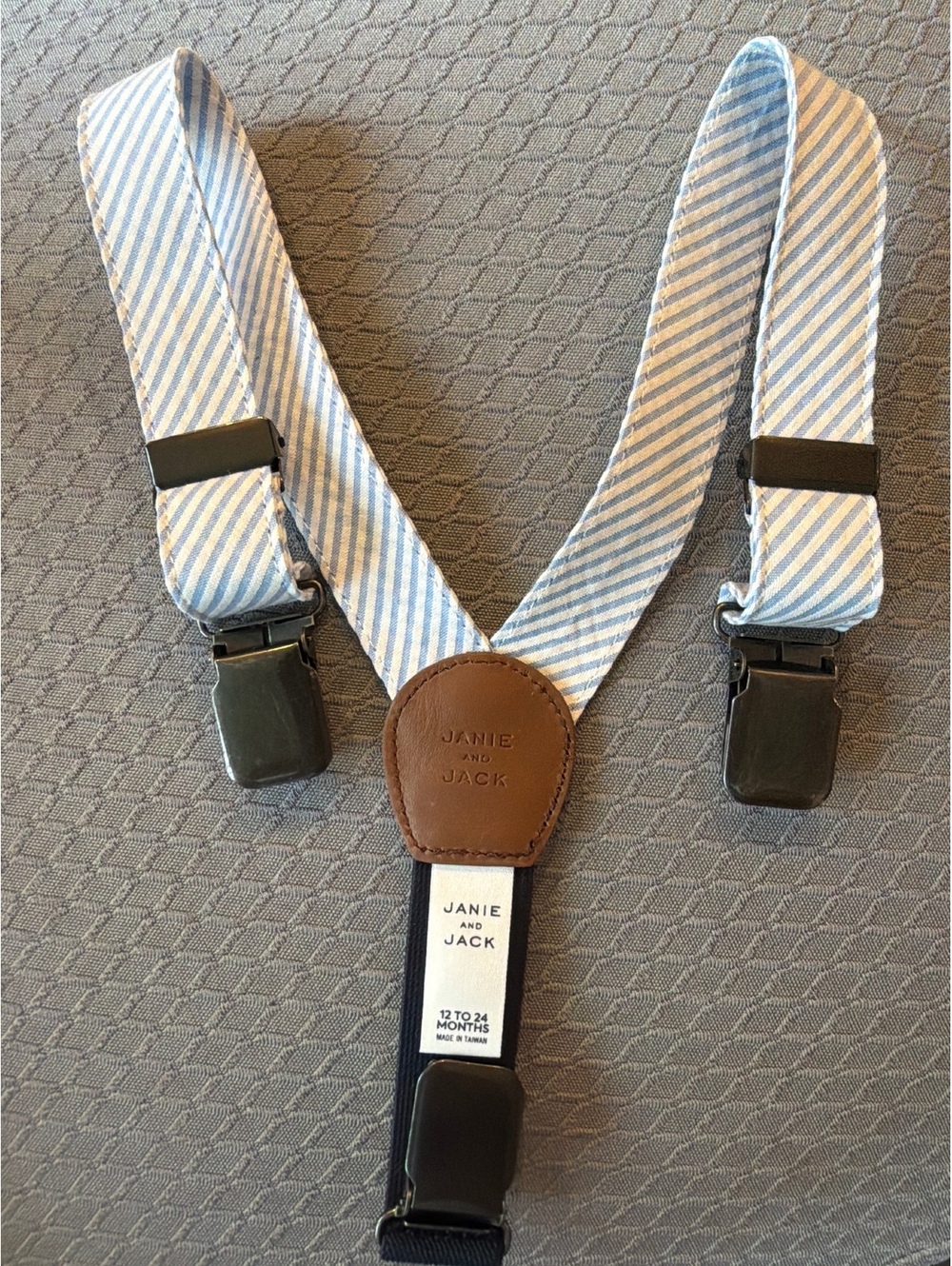 Janie and Jack Baby Boys' Blue and White Striped Suspenders, Size 12 to 24 Month